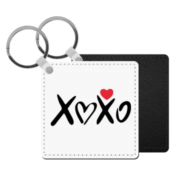 xoxo, Μπρελόκ Δερματίνη, τετράγωνο ΜΑΥΡΟ (5x5cm)