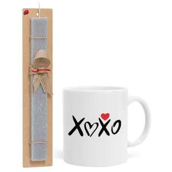 xoxo, Πασχαλινή Λαμπάδα με Κούπα κεραμική (330ml) & κερί αρωματικό πλακέ (30cm) (ΓΚΡΙ)