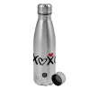 Metallic water bottle, stainless steel, 750ml
