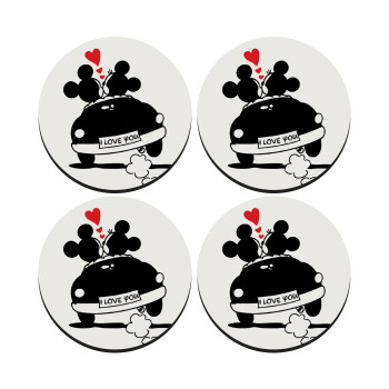 Love Car, ΣΕΤ 4 Σουβέρ ξύλινα στρογγυλά (9cm)