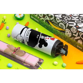 Love Car, Easter candle,Travel Tumbler 2 Lids, with metal straw & cleaning brush & aromatic flat candle (30cm) (PINK)