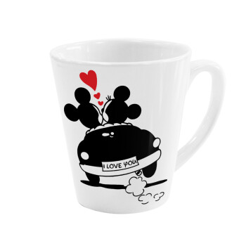 Love Car, Κούπα κωνική Latte Λευκή, κεραμική, 300ml