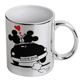 Love Car, Mug ceramic, silver mirror, 330ml