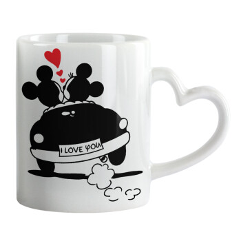 Love Car, Mug heart handle, ceramic, 330ml
