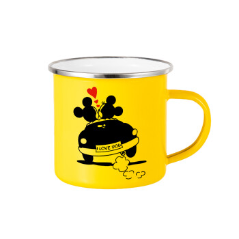 Love Car, Yellow Enamel Metallic Cup 360ml