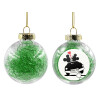Transparent Christmas tree ball ornament with green filling 8cm