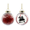 Transparent Christmas tree ball ornament with red filling 8cm