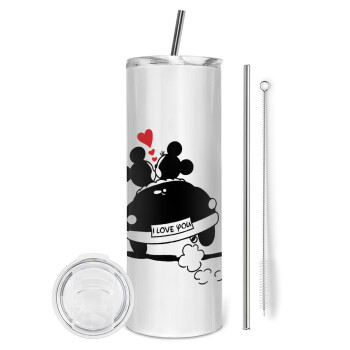Love Car, Tumbler stainless steel 600ml, with metal straw & cleaning brush