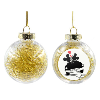 Love Car, Χριστουγεννιάτικη μπάλα δένδρου διάφανη με χρυσό γέμισμα 8cm