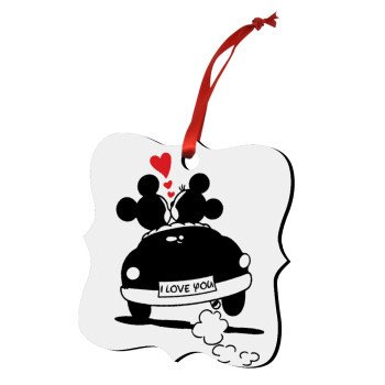 Love Car, Christmas ornament polygon wooden 7.5cm