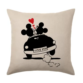 Love Car, Μαξιλάρι καναπέ ΛΙΝΟ 40x40cm περιέχεται το  γέμισμα