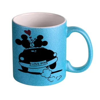 Love Car, Κούπα Σιέλ Glitter που γυαλίζει, κεραμική, 330ml