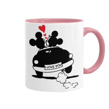 Love Car, Mug colored pink, ceramic, 330ml