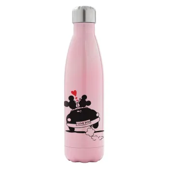 Love Car, Metal mug thermos Pink Iridiscent (Stainless steel), double wall, 500ml