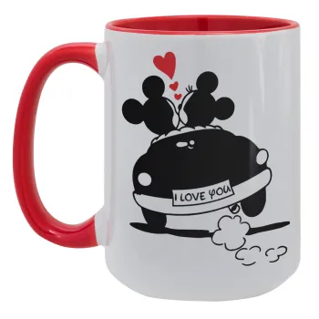 Love Car, Κούπα Mega 15oz, κεραμική Κόκκινη, 450ml