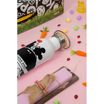 Love Car, Πασχαλινή Λαμπάδα με παγούρι μεταλλικό (620ml, stainless steel) & κερί αρωματικό πλακέ (30cm) (ΡΟΖ)