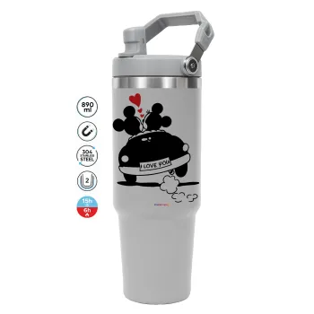 Love Car, GREY color, 890ml (30oz) stainless Steel Tumbler with Handle