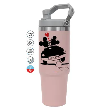 Love Car, Pink color, 890ml (30oz) stainless Steel Tumbler with Handle