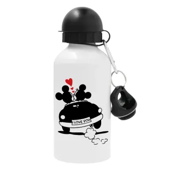 Love Car, Μεταλλικό παγούρι νερού, Λευκό, αλουμινίου 500ml