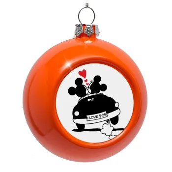 Love Car, Στολίδι Χριστουγεννιάτικη μπάλα δένδρου Πορτοκαλί 8cm