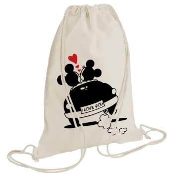 Love Car, Backpack bag GYMBAG natural (28x40cm)