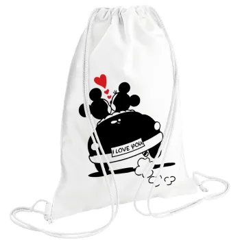 Love Car, Backpack pouch GYMBAG white (28x40cm)