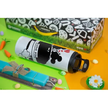 Love Car, Πασχαλινή Λαμπάδα με Travel Tumbler θερμό με διπλό καπάκι (600ml, BPA free) & κερί αρωματικό πλακέ (30cm) (ΤΙΡΚΟΥΑΖ)
