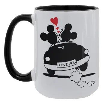 Love Car, Κούπα Mega 15oz, κεραμική Μαύρη, 450ml