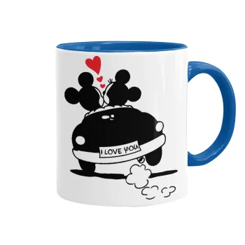 Love Car, Mug colored blue, ceramic, 330ml