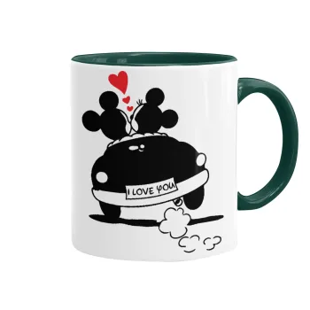 Love Car, Κούπα χρωματιστή πράσινη, κεραμική, 330ml