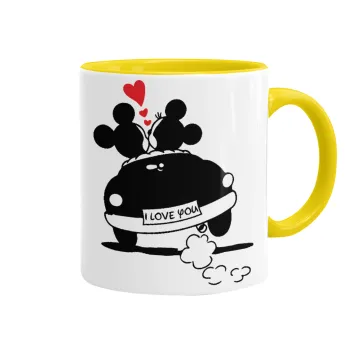 Love Car, Mug colored yellow, ceramic, 330ml