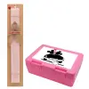 Easter Set, children's snack container PINK & scented flat Easter candle (30cm) (PINK)