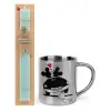 Easter Set, metallic thermal cup (300ml) & aromatic flat Easter candle (30cm) (TURQUOISE)