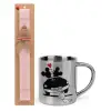 Easter Set, metallic thermal cup (300ml) & aromatic flat Easter candle (30cm) (PINK)