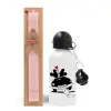 Easter Set, metallic aluminum bottle (500ml) & aromatic flat Easter candle (30cm) (PINK)