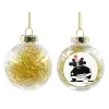 Transparent Christmas tree ball ornament with gold filling 8cm