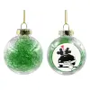 Transparent Christmas tree ball ornament with green filling 8cm
