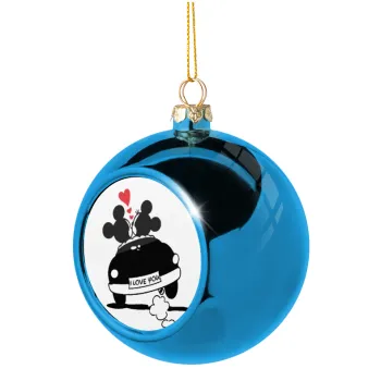 Love Car, Blue Christmas tree ball ornament 8cm