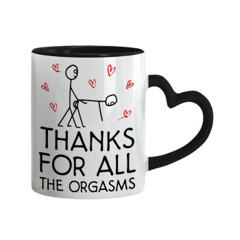 Thanks for all the orgasms, Κούπα καρδιά χερούλι μαύρη, κεραμική, 330ml