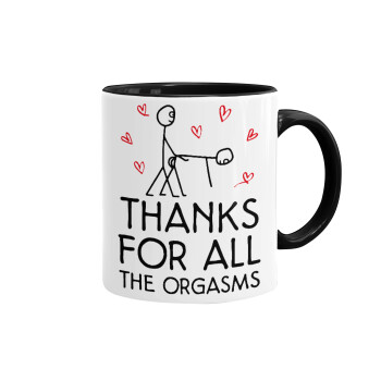 Thanks for all the orgasms, Κούπα χρωματιστή μαύρη, κεραμική, 330ml