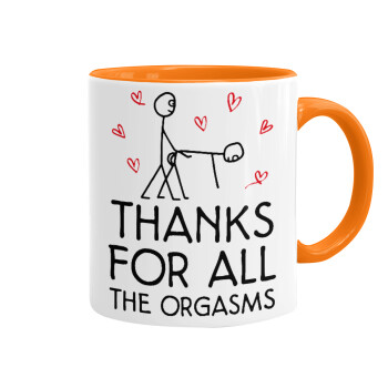 Thanks for all the orgasms, Κούπα χρωματιστή πορτοκαλί, κεραμική, 330ml