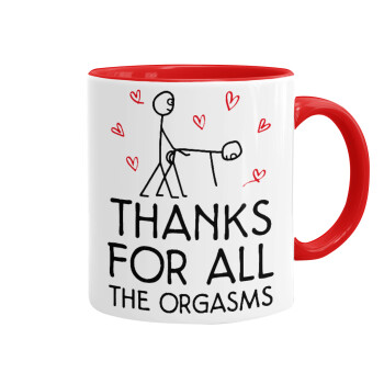 Thanks for all the orgasms, Κούπα χρωματιστή κόκκινη, κεραμική, 330ml