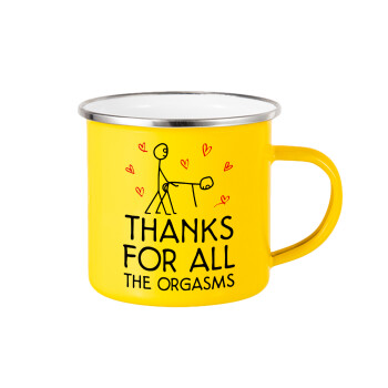 Thanks for all the orgasms, Yellow Enamel Metallic Cup 360ml