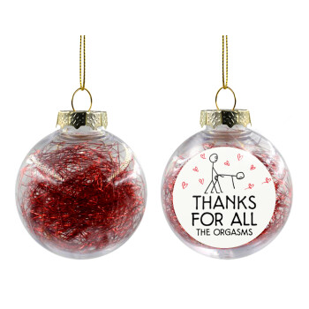 Thanks for all the orgasms, Χριστουγεννιάτικη μπάλα δένδρου διάφανη με κόκκινο γέμισμα 8cm