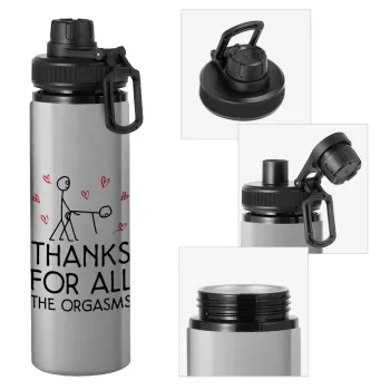 Thanks for all the orgasms, Metallic water bottle with safety cap, 850ml aluminum