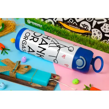 Thanks for all the orgasms, Easter candle, Childrens hot water bottle, stainless steel, with safety straw, BLUE (500ml)