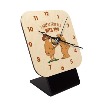 I want to grow old with you, Quartz Table clock in natural wood (10cm)