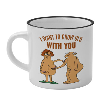 I want to grow old with you, Κούπα κεραμική vintage Λευκή/Μαύρη 230ml
