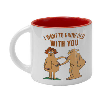 I want to grow old with you, Κούπα κεραμική 400ml Λευκή/Κόκκινη