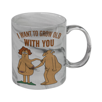 I want to grow old with you, Mug ceramic marble style, 330ml
